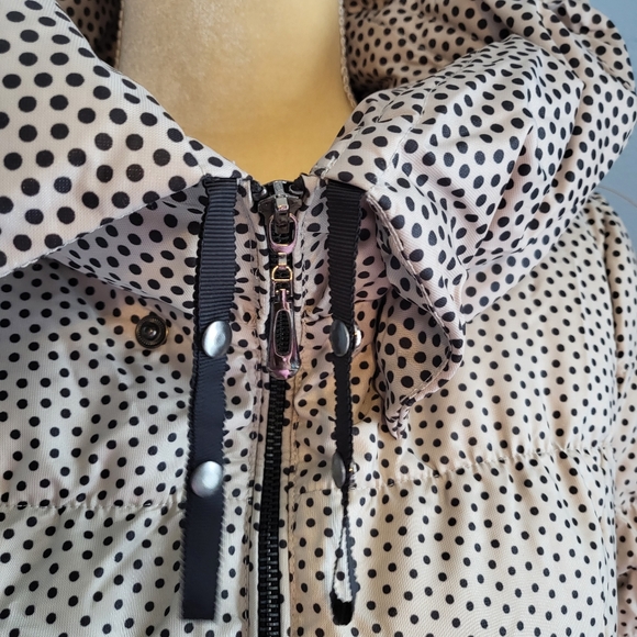 Long puffer winter 2 tone polka dot jacket/coat - Picture 8 of 15